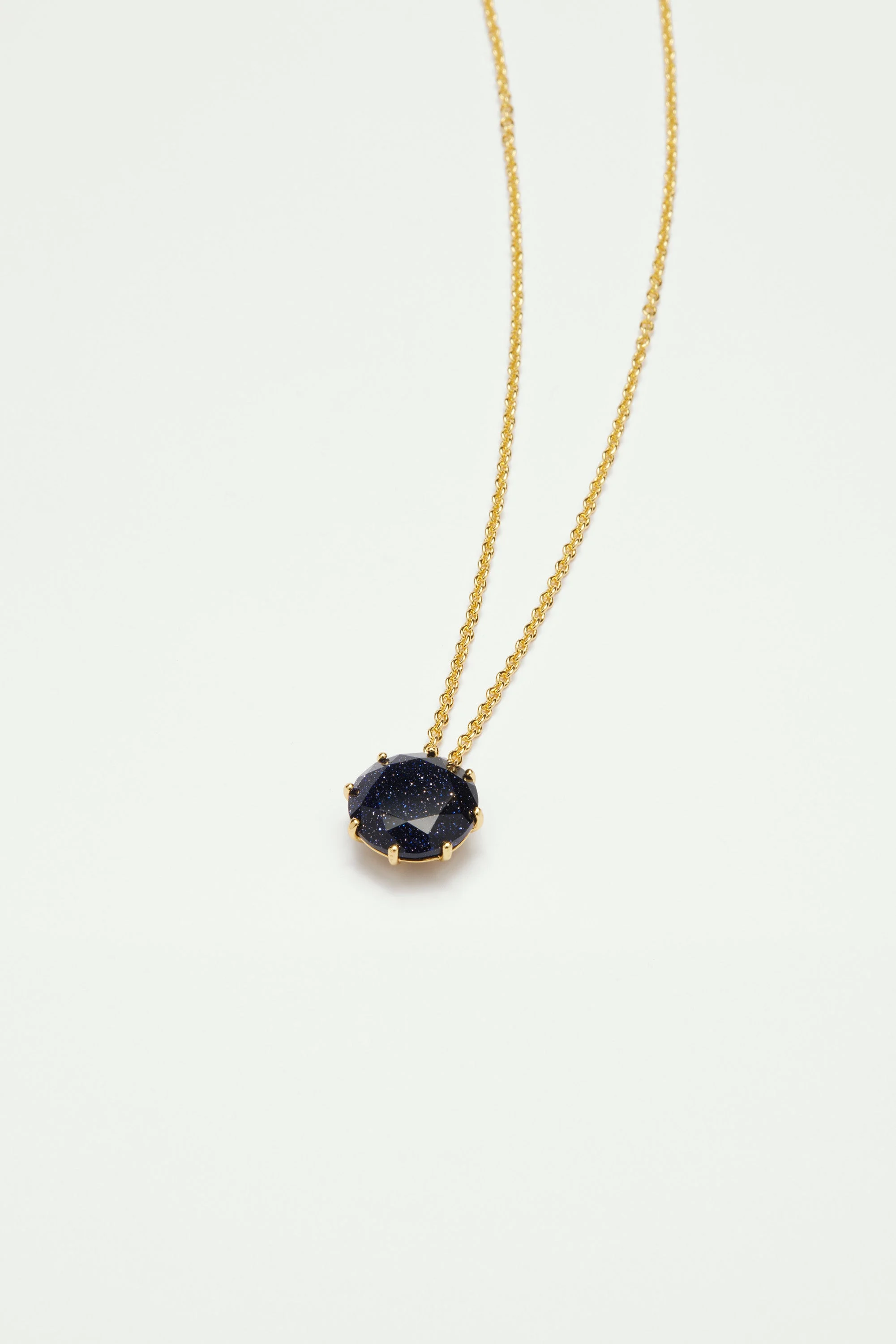 Collier sautoir pierre ronde la diamantine bleu nuit pailleté | Bleu