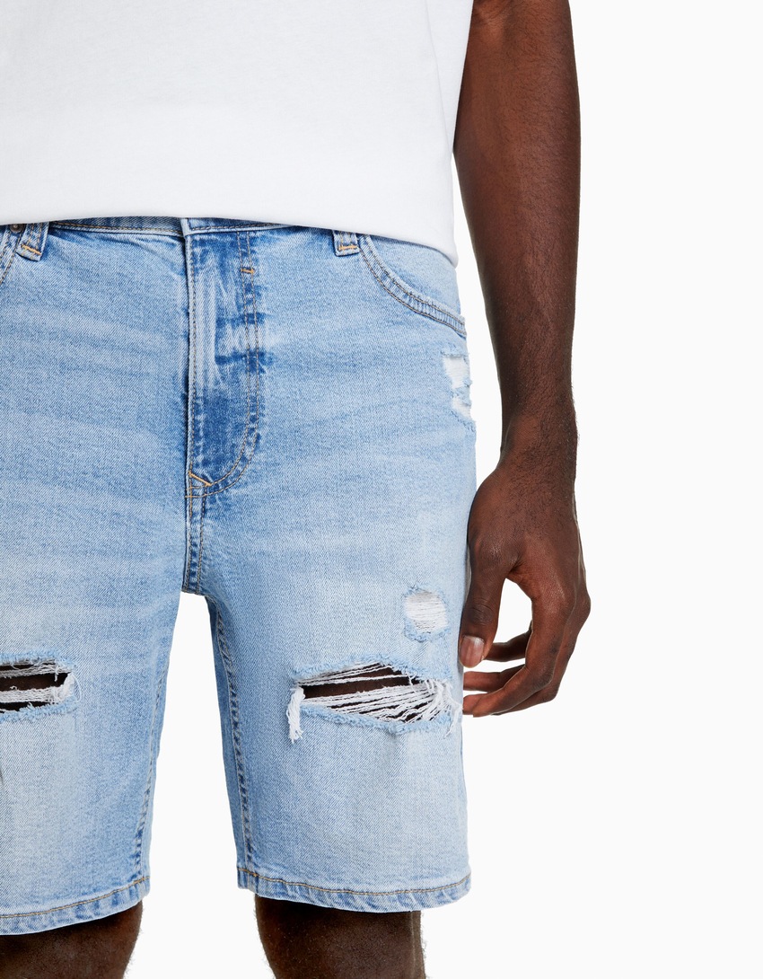 Bermuda jeans rasgada