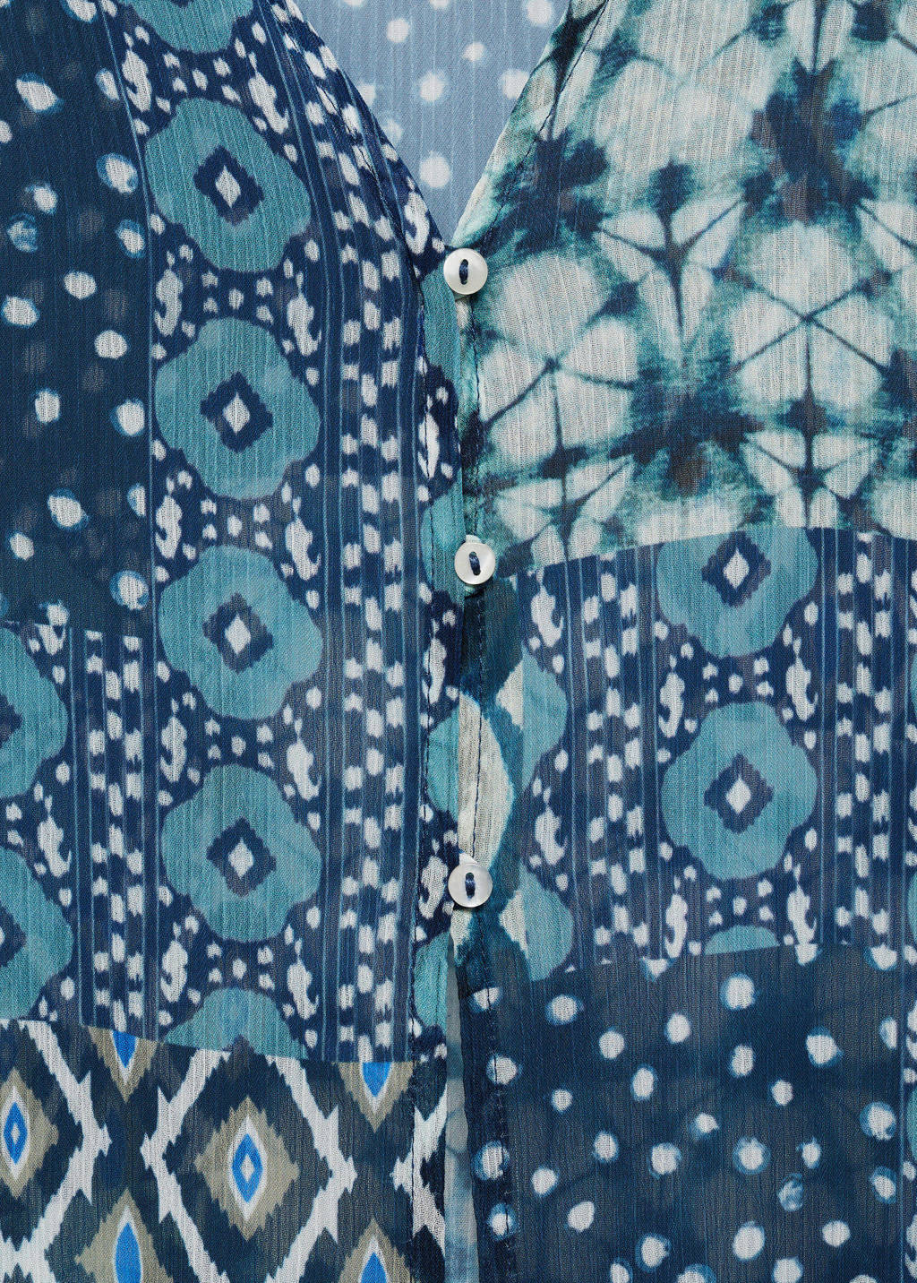 MANGO TEEN gilet met all over print blauw/wit