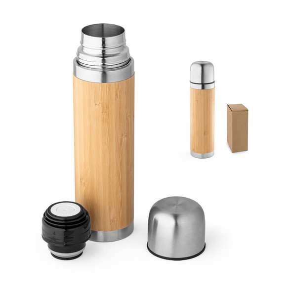 hi!dea 94254 - Thermos 450mL en bambou et acier inox