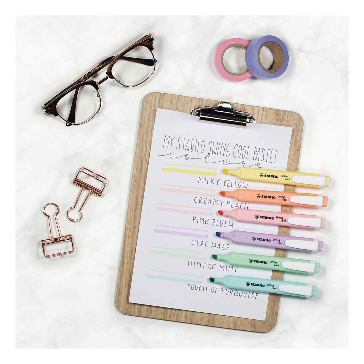 STABILO swing coolPastel - Markeerstift - Set Met 4 Stuks