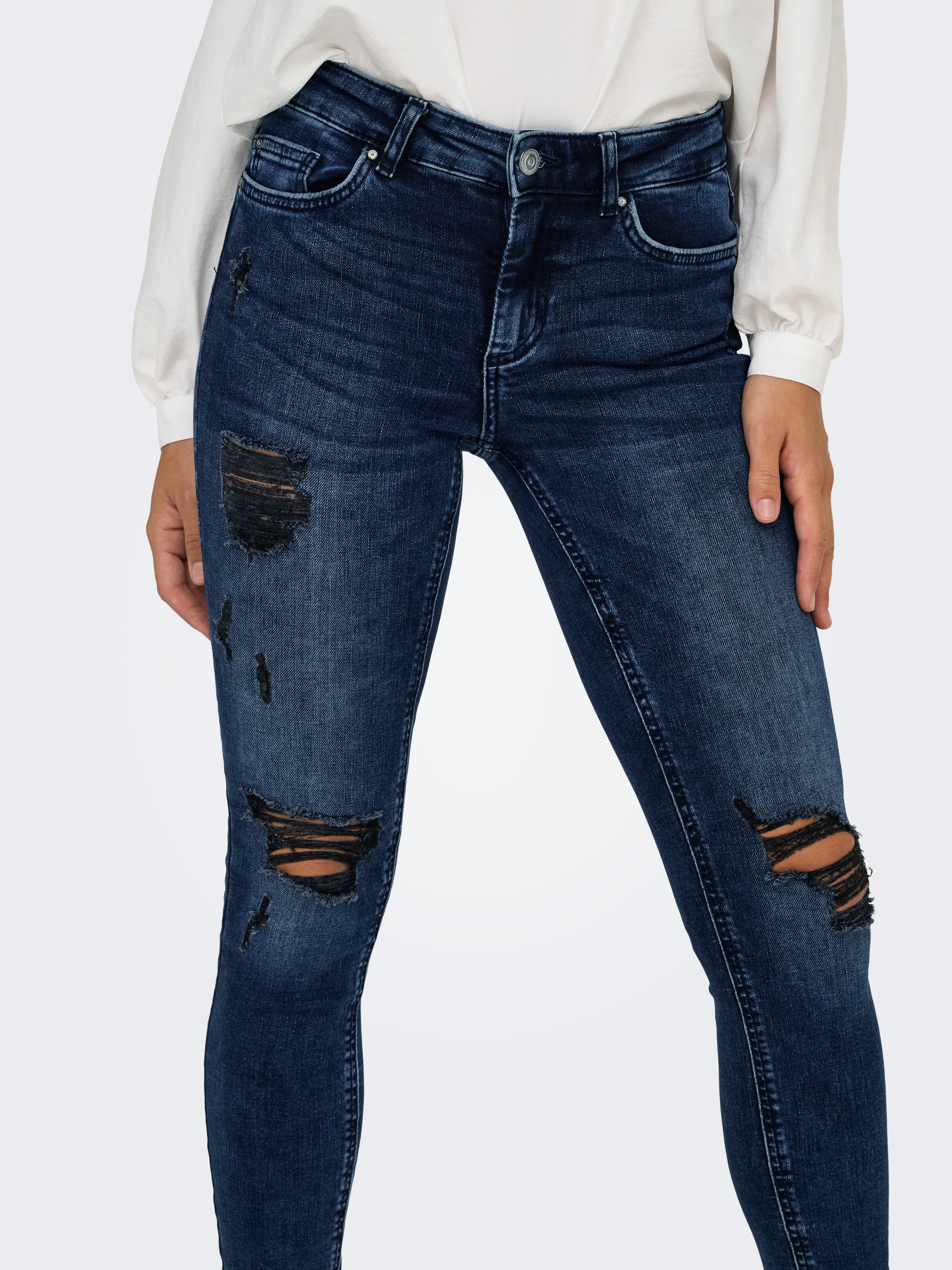 ONLBLUSH Mittlere Taille Skinny Fit Jeans Dark Blue Denim