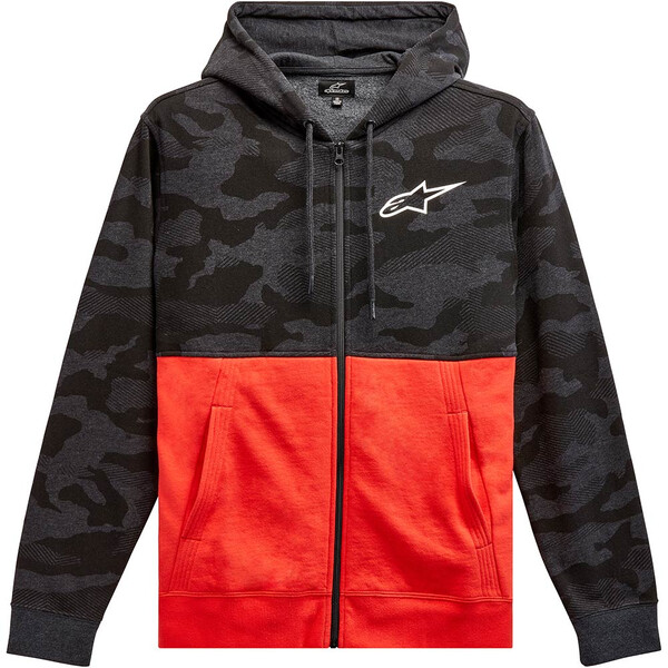 Alpinestars - Sweat zippé Camo Block Charcoal / Rouge