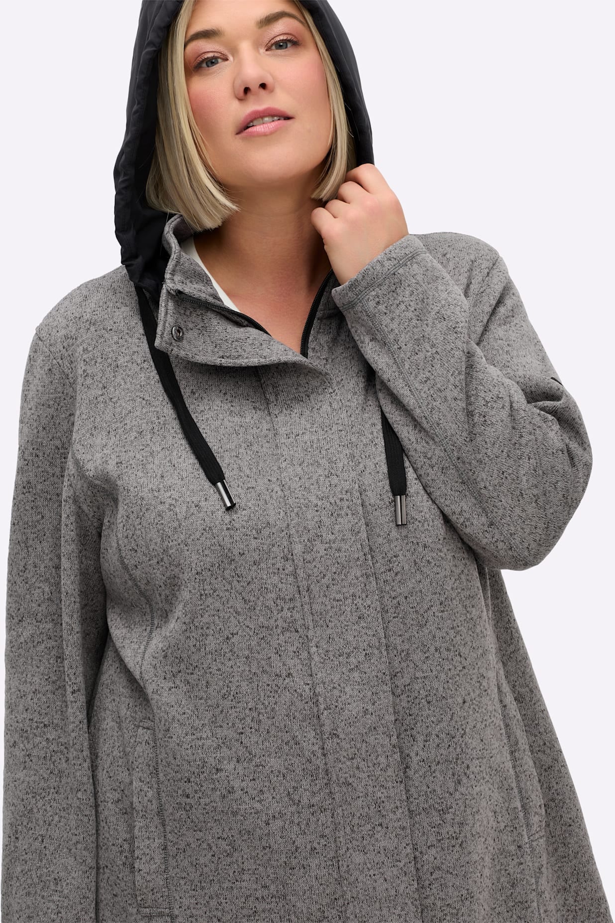 Sheego Strickfleecejacke mit Kapuze