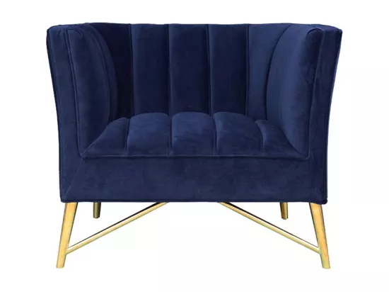 Fauteuil en velours ALAIA - Bleu foncé - Angle Droit