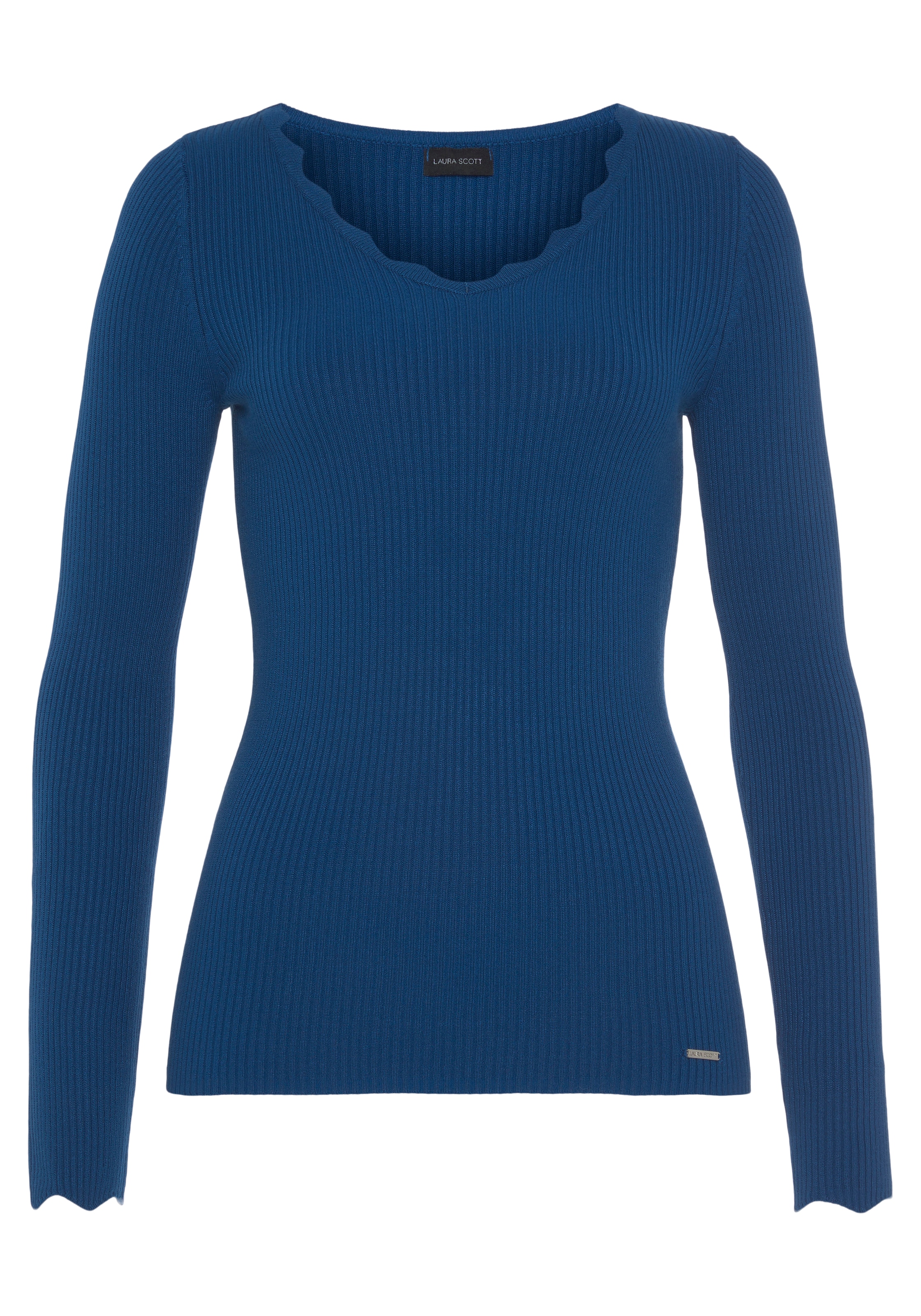 Laura Scott V-Ausschnitt-Pullover , mit femininer Wellenkante
