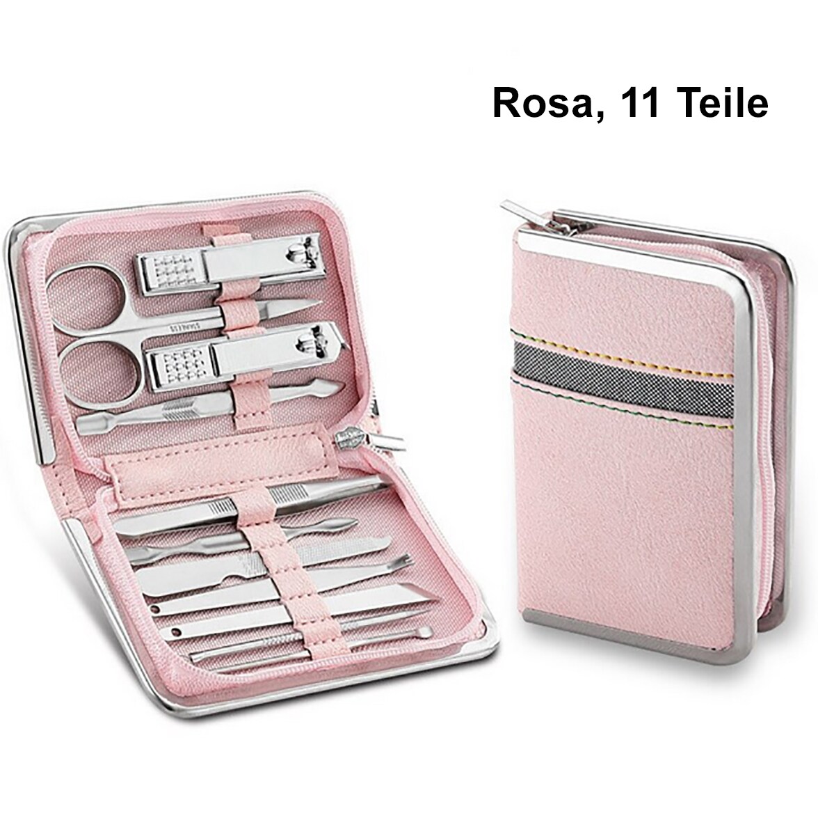 TPFBeauty Maniküre- & Pediküre-Set 11-teilig aus Kunstleder - Schwarz