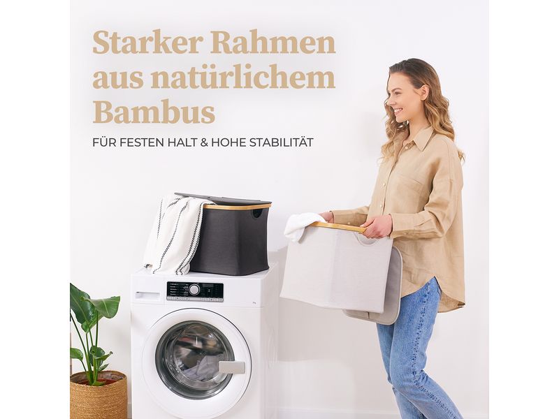 Hennez Wäschekorb  Adrian 40 l, Grau/Nature Faltbare Aufbewahrungsbox
