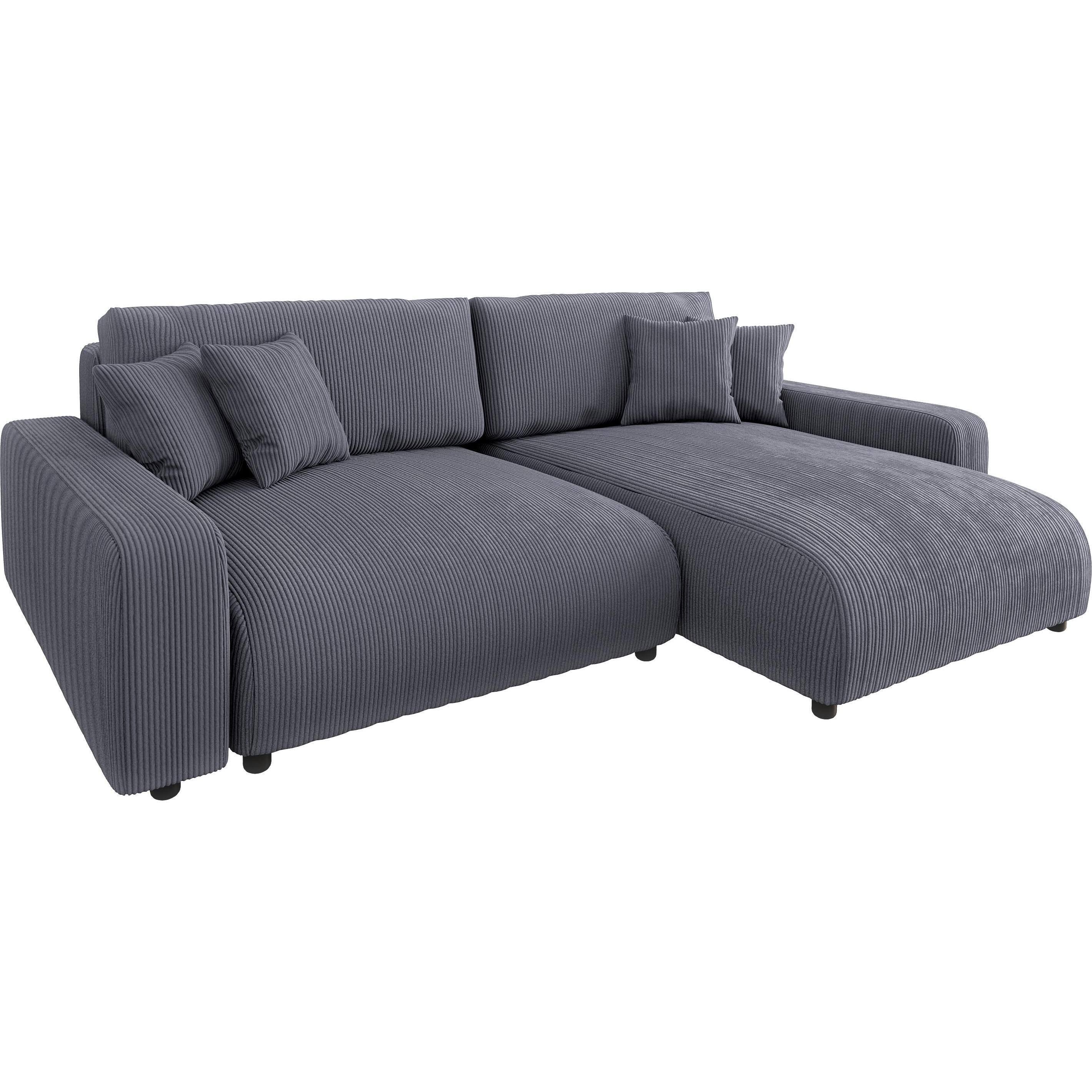 S-Style Möbel Ecksofa Emma mit Bettfunktion in Cord-Stoff