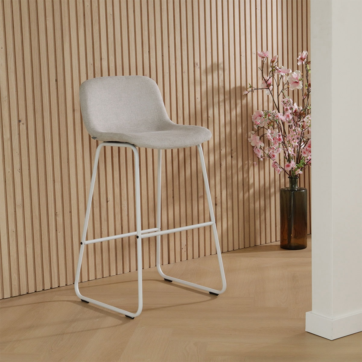 Barkruk Nino-Mats grijs - wit onderstel - 75 cm