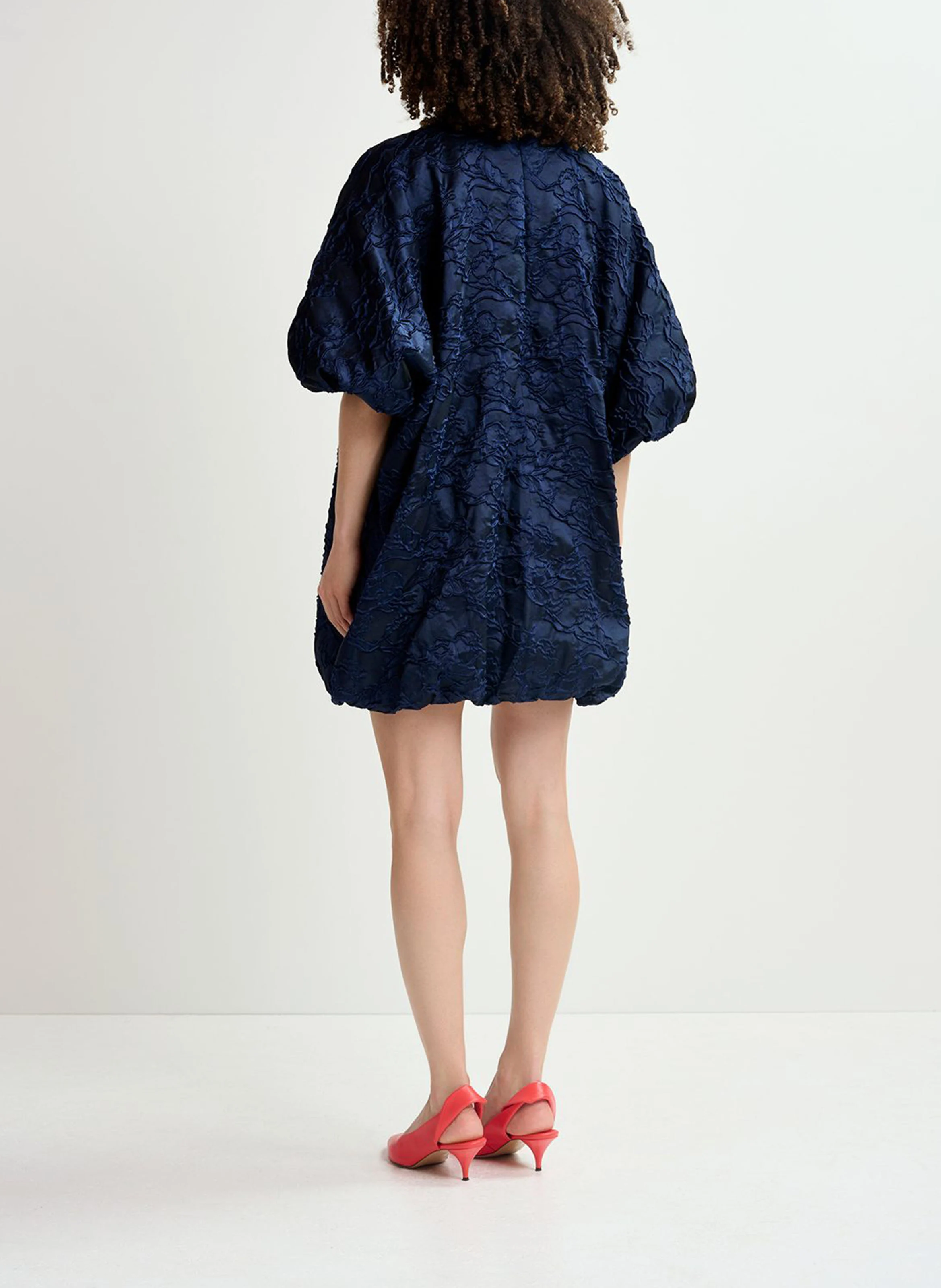 GRATEFUL - Mini-robe bouffante en jacquard | Bleu