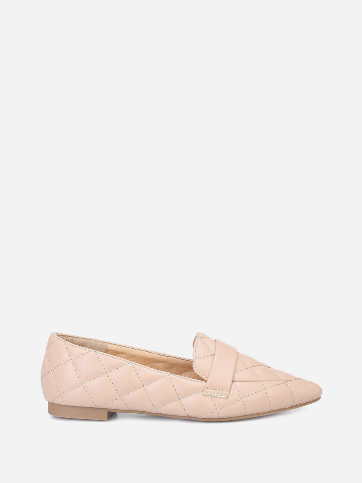 Mocassins matelassées bout pointu- Beige
