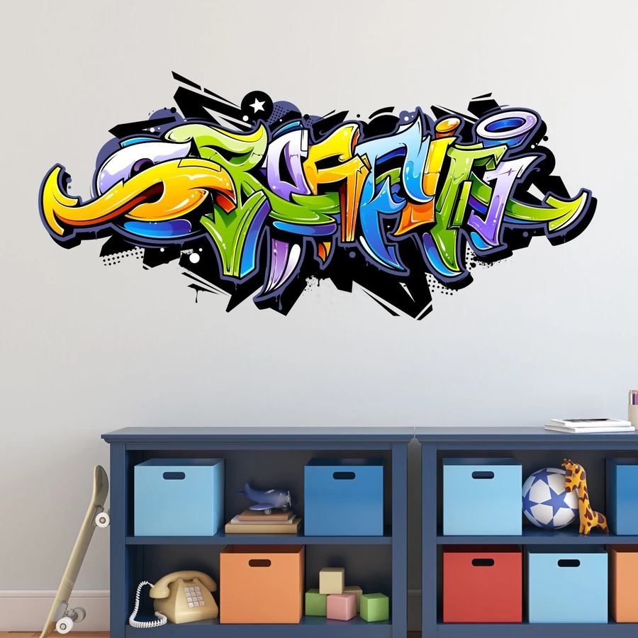 Nikima Wandtattoo 158  Graffiti bunt in 6 vers. Größen bunt