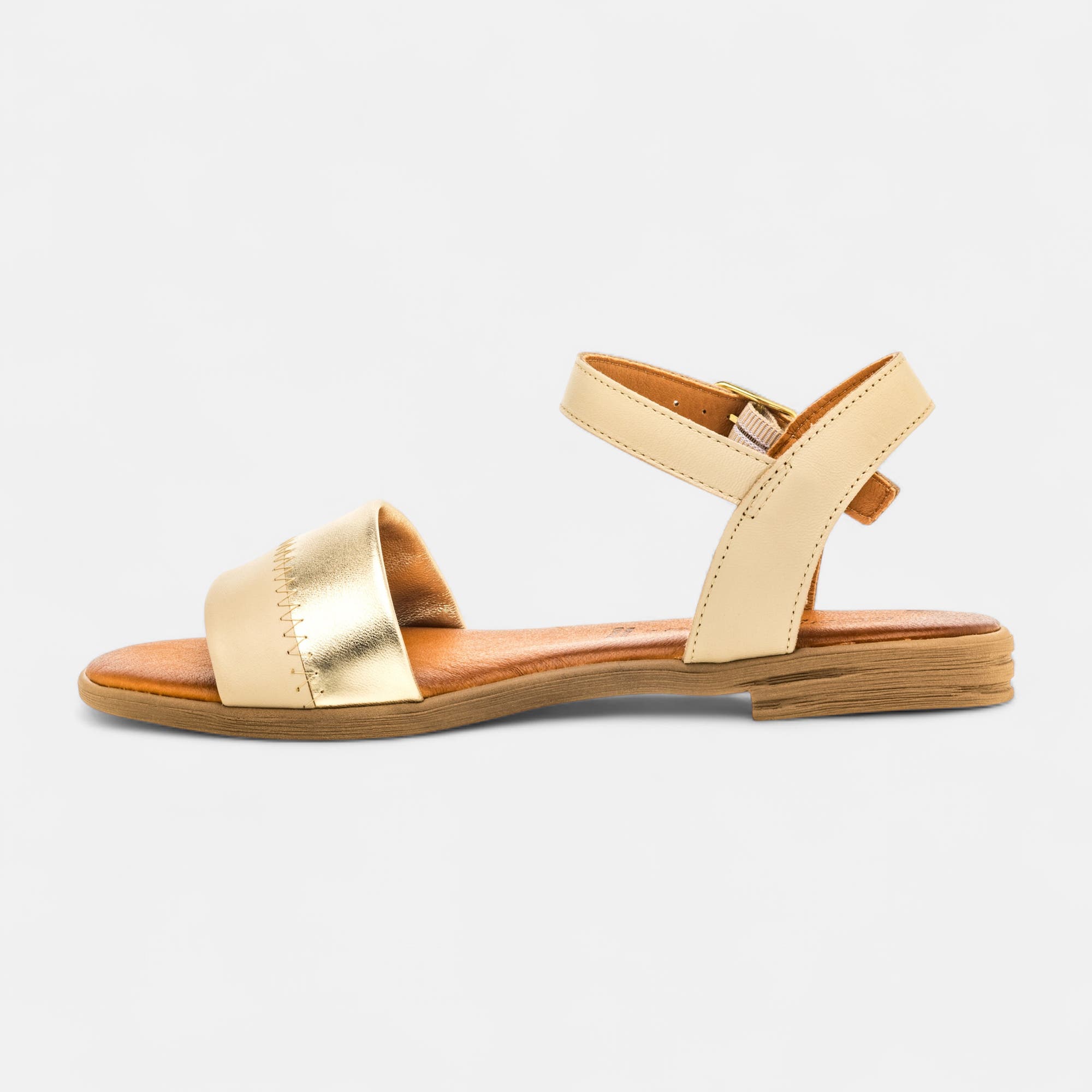 Nu-pieds Femme en cuir beige