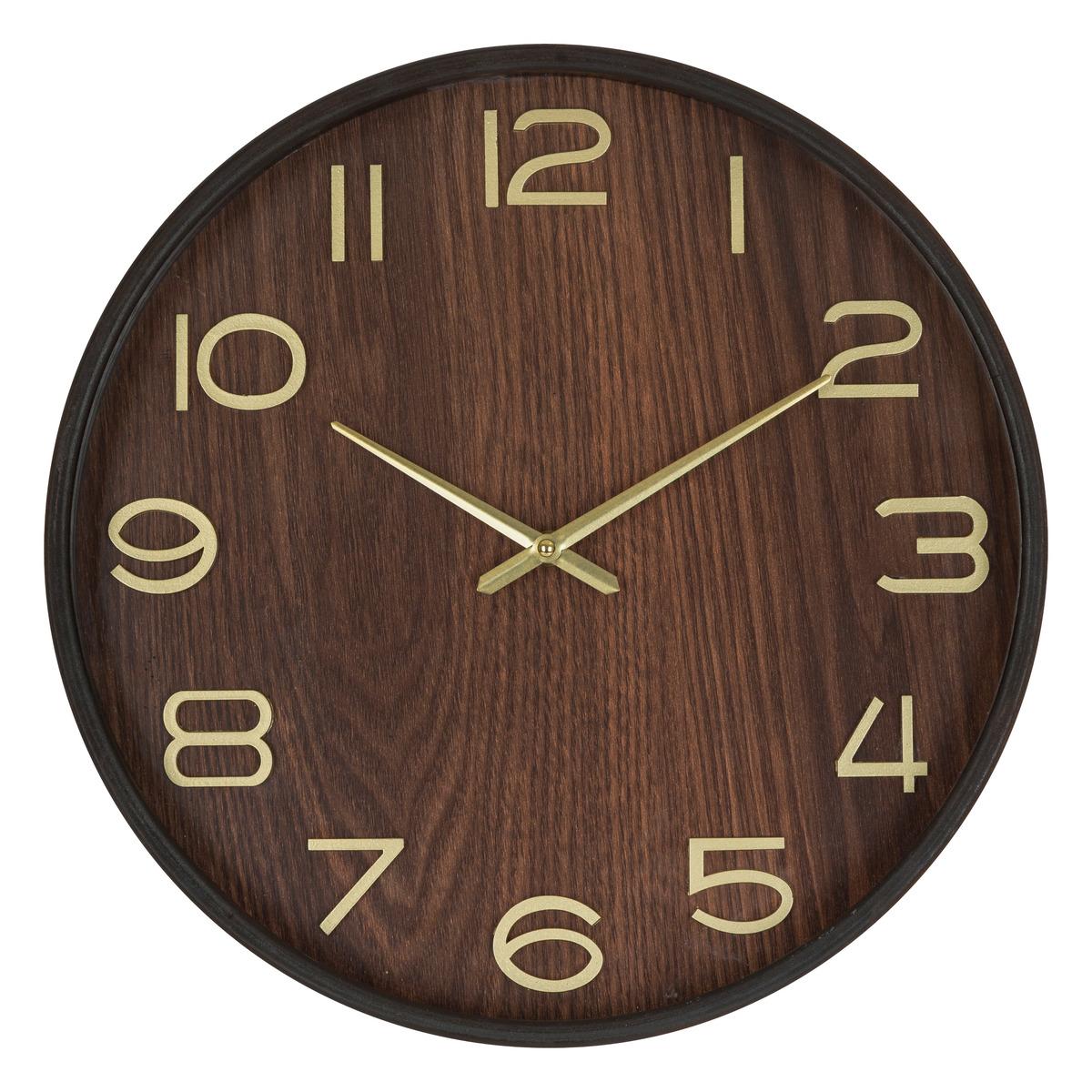 HORLOGE IVANA BOIS MARRON D.38CM