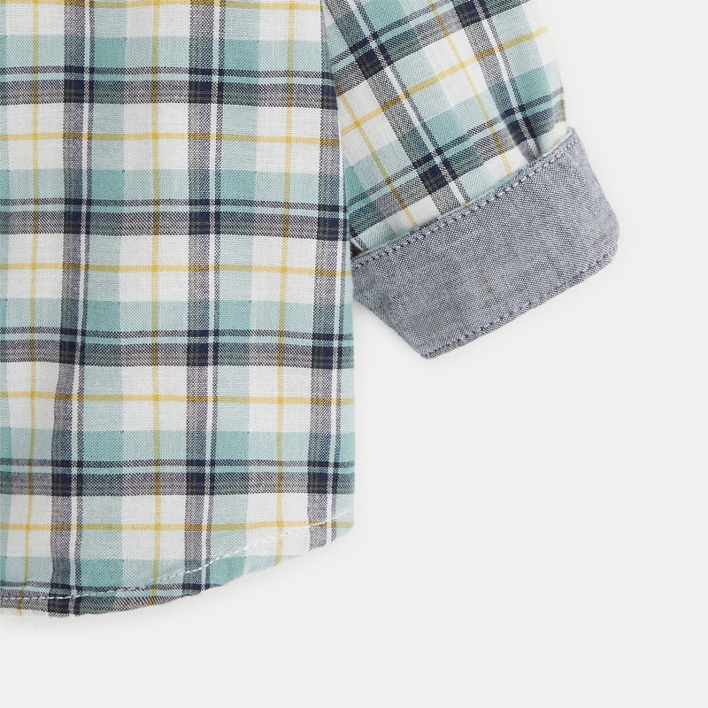 Chemise à carreaux à capuche verte bébé garçon