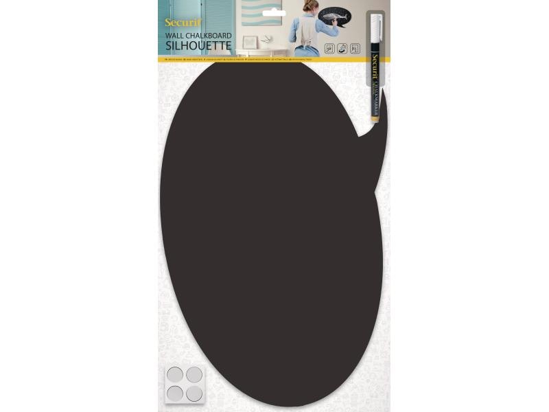 Securit Kreidetafel Silhouette Bubble mit Klett, Schwarz Kreidetafel aus Steingut