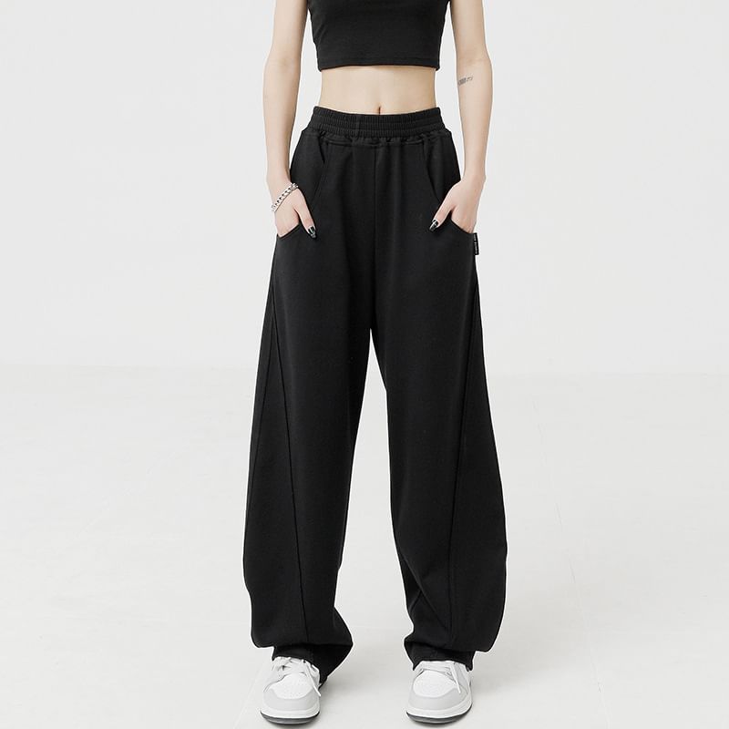 Rosesand - Lage, losse joggingbroek met wijde pijpen