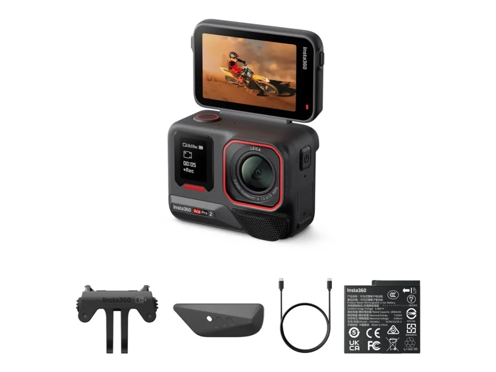 Insta360 Ace Pro 2 - Single Battery Standard Bundle - action-kamera - 8K / 30 fps - Leica - Bluetooth, Wi-Fi - undervands op til 12 m - sort