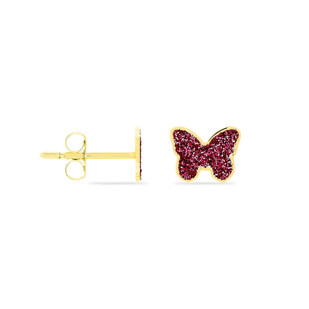 Boucles D'oreilles Puces Solena Papillon Or Jaune