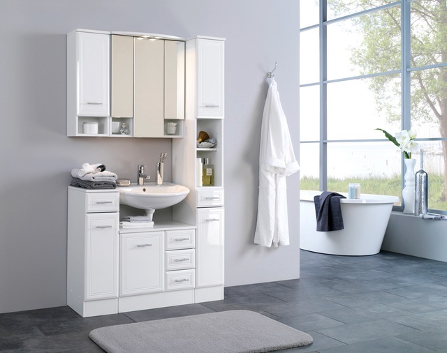 welltime Hängeschrank »Neapel« Breite 25 cm, mit Hochglanzfronten und eleganter Fräsung