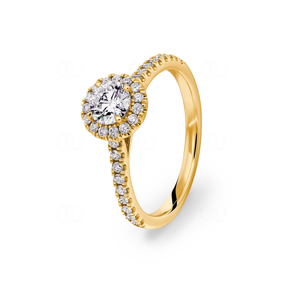 Halo Diamantring 750/18 K Gelbgold 0.85 ct G/si