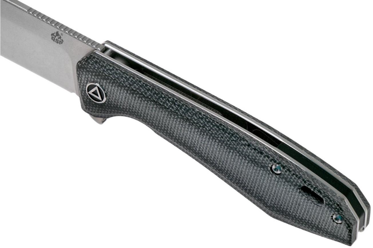 QSP Knife Pelican QS118-D1 Stonewash, Blue Micarta zakmes
