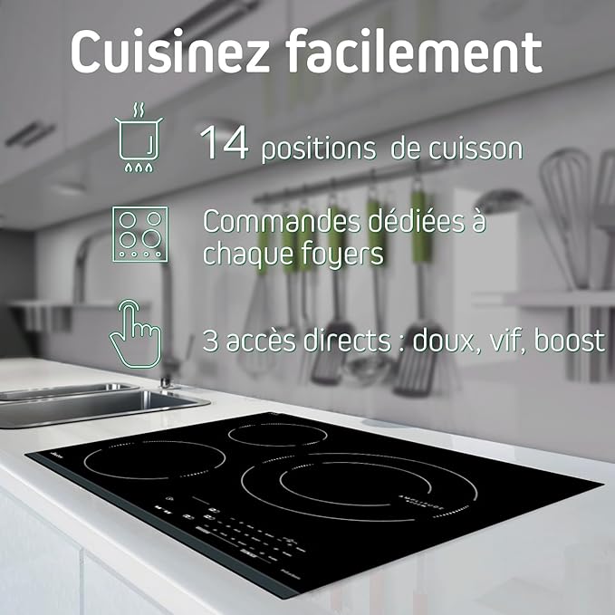 Sauter - SPI4360B - Table de cuisson à induction - Station de cuisson intégrée - Noir