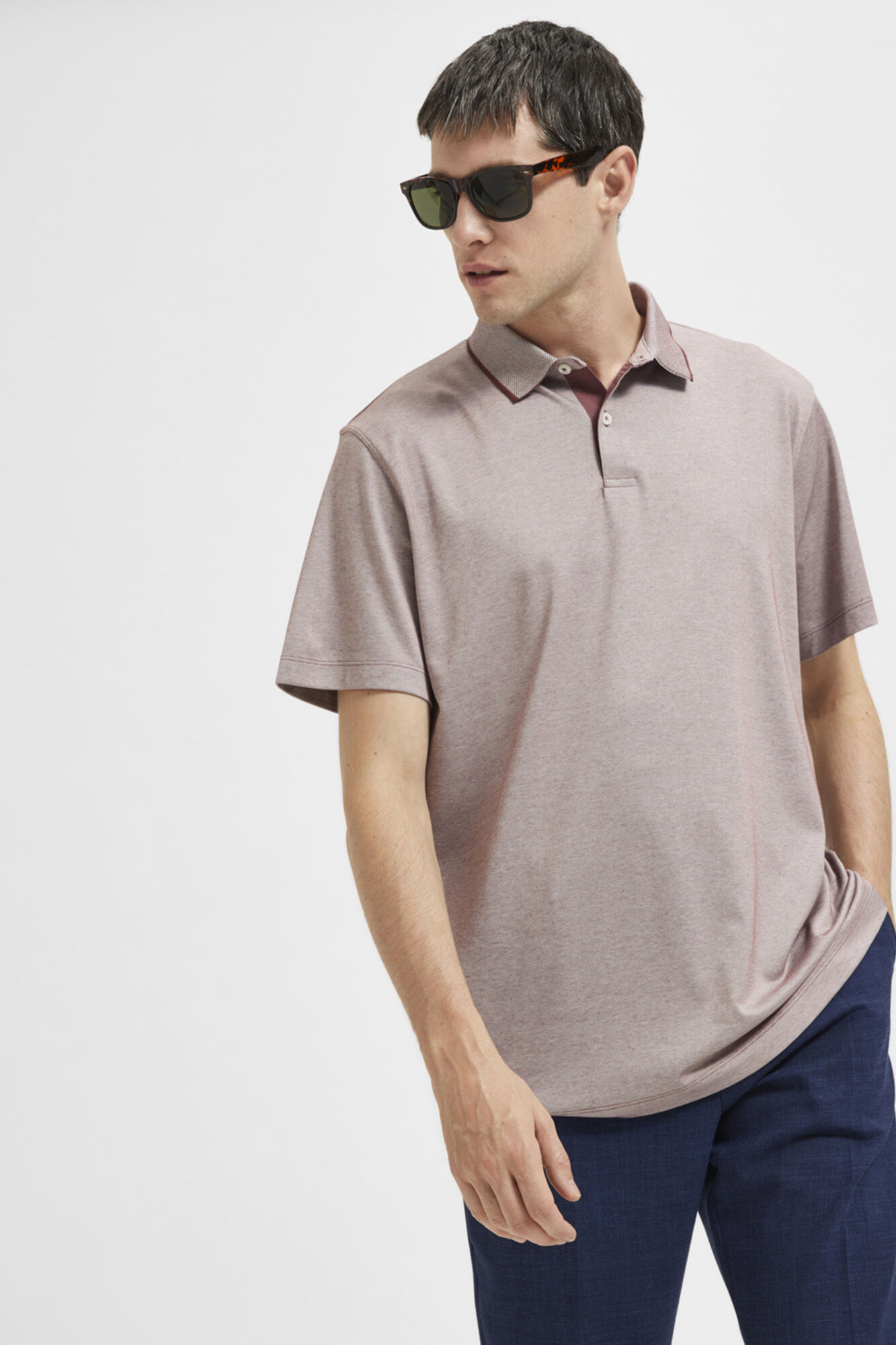 Camisa polo Coolmax em algodão orgânico - Rosa