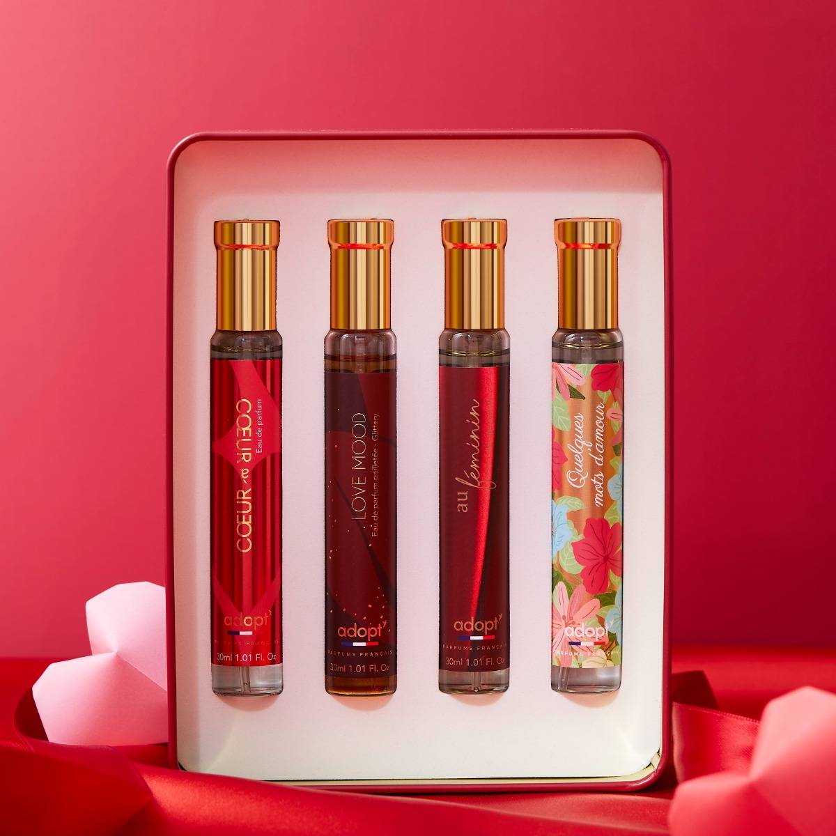 Red Dingue Coffret métal 4 eaux de parfum Coeur à Coeur 30ml + Bouquet d'Amour 30ml + Au Féminin 30ml + Love Mood 30ml