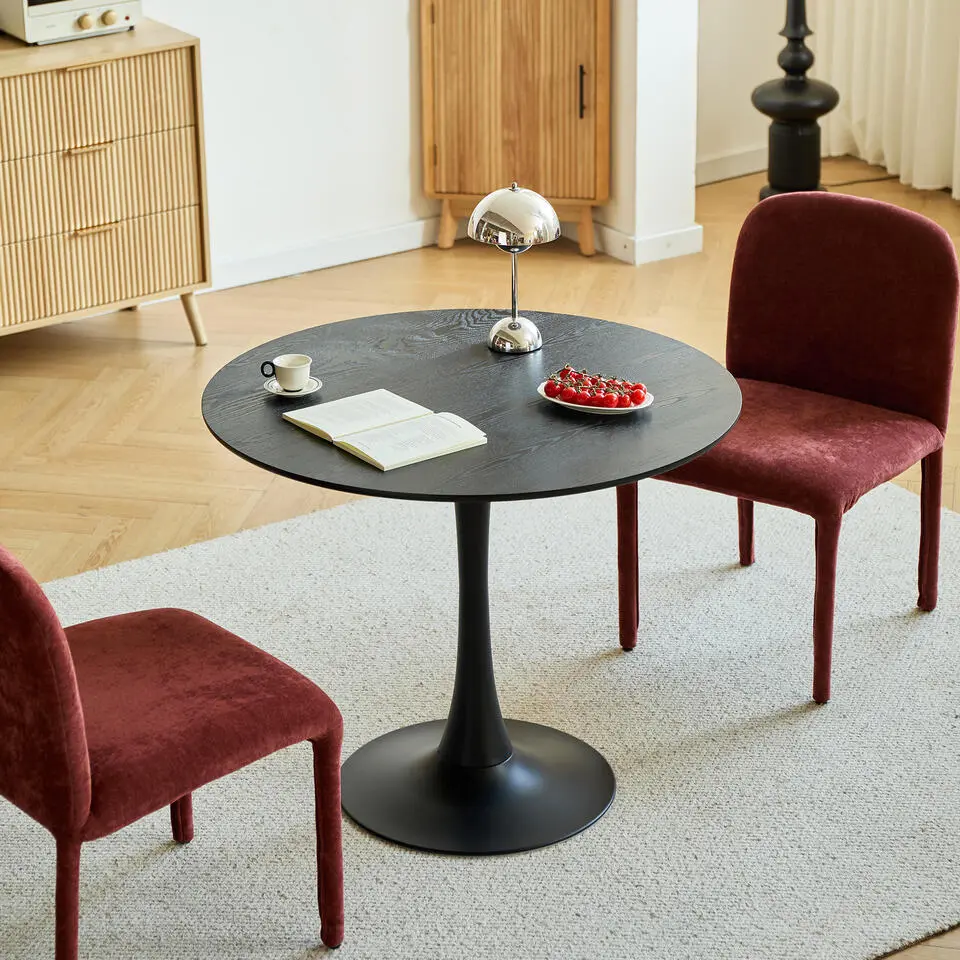 Eettafel 4 Personen Ronde Houten Basis Metaal