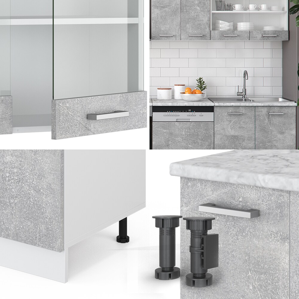 VICCO KÜCHE R-LINE 300 CM KÜCHENZEILE KÜCHENBLOCK EINBAUKÜCHE BETON OHNE ARBEITSPLATTEN