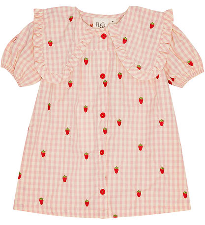 Flöss Kleid - Puppe - Pink Berry Gingham