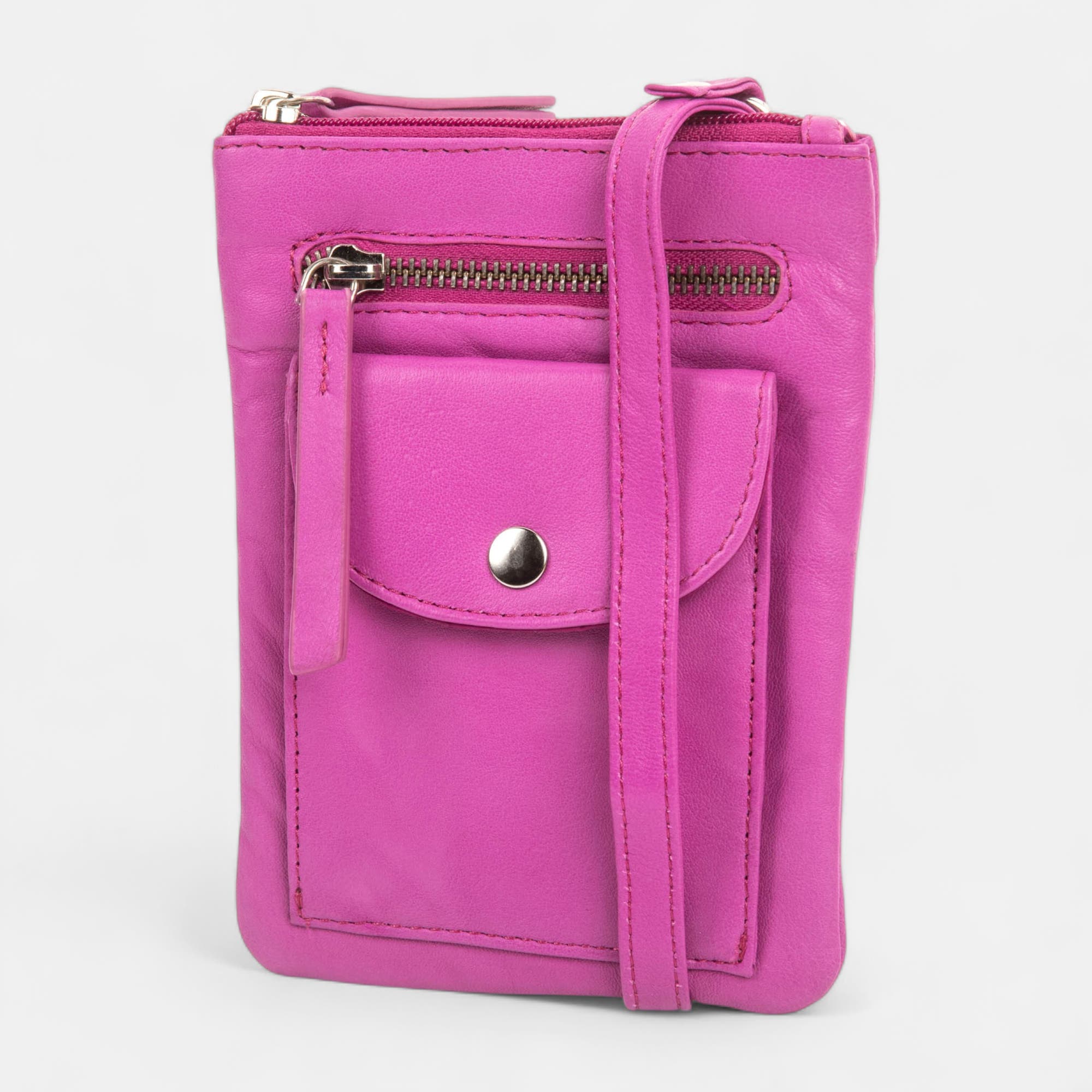 Pochette pour téléphone en cuir rose