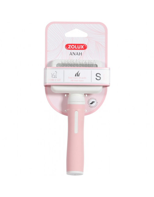 Zolux Anah Cat Retro Slicker Small - Kattenvachtborstel - 3.3x7.3x16.5 cm Pink Wit S