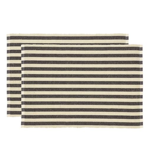 Södahl Statement Stripe 2-pak Dækkeservietter, Ash, 33x48 cm