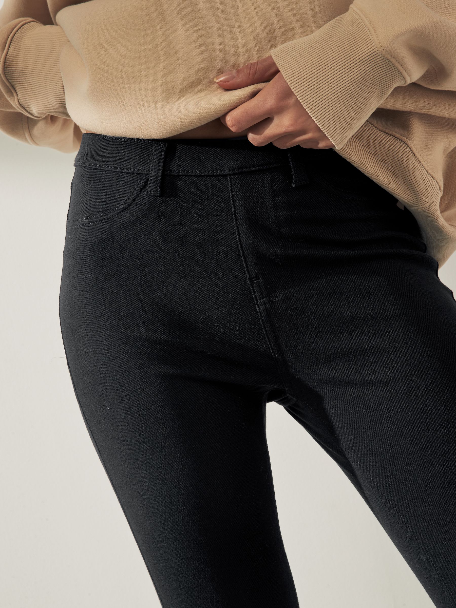 Zwart - Cropped denim jersey legging
