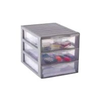 Fast Orgamix - Bac de rangement 3 tiroirs A6 - transparent/argent