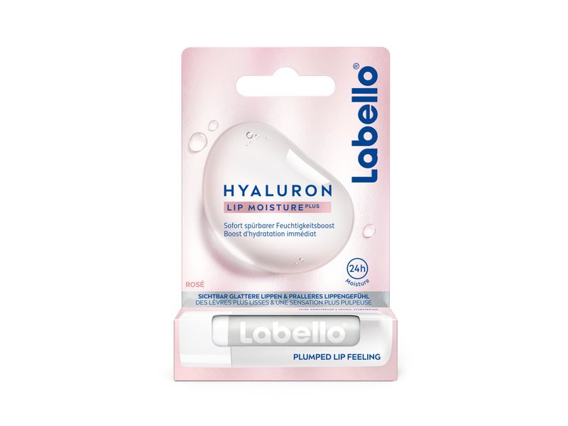 LABELLO Lippenpomade Hyaluron Moisture Plus Rosé 5.2 g Innovative Lippenbalsam-Formel mit Hyaluron und Mentol für 24 Std. Feuchtigkeit