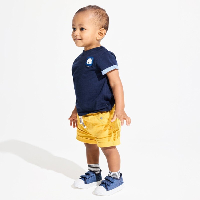 Short en lin et coton jaune bébé garçon Jaune
