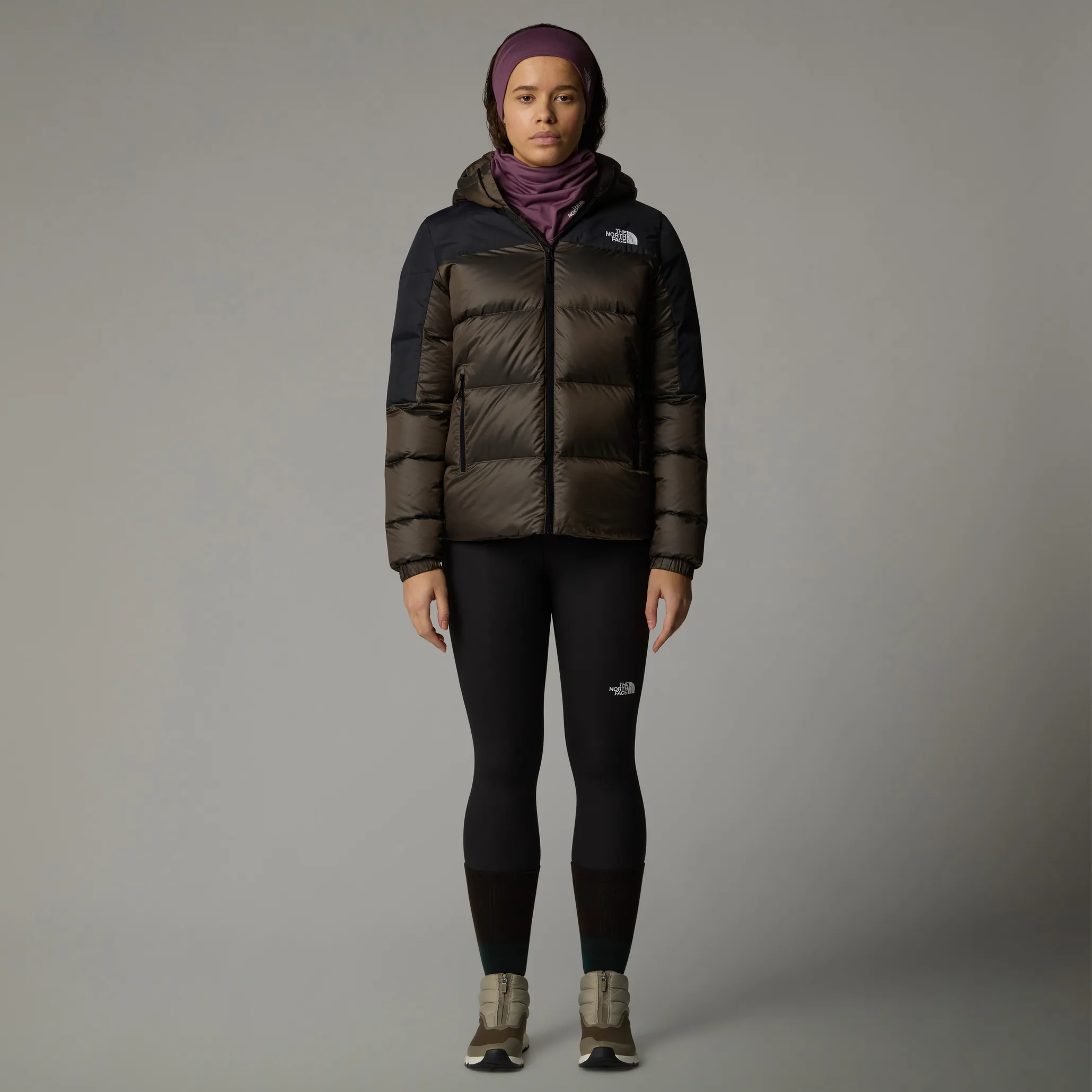 The North Face Women's Diablo Down 2.0 Hooded Jacket Smokey Brown Black Heather/TNF Black