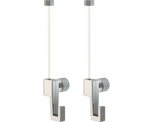 Ophangkoord, 2 mm dik, 150 cm lang, met haak, draagvermogen 4 kg, 2 stuks