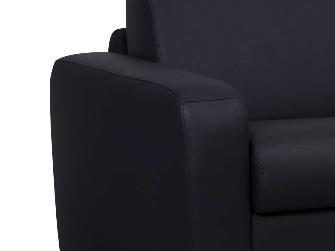 Canapé 4 places convertible express en cuir noir matelas 13 cm BEVIS