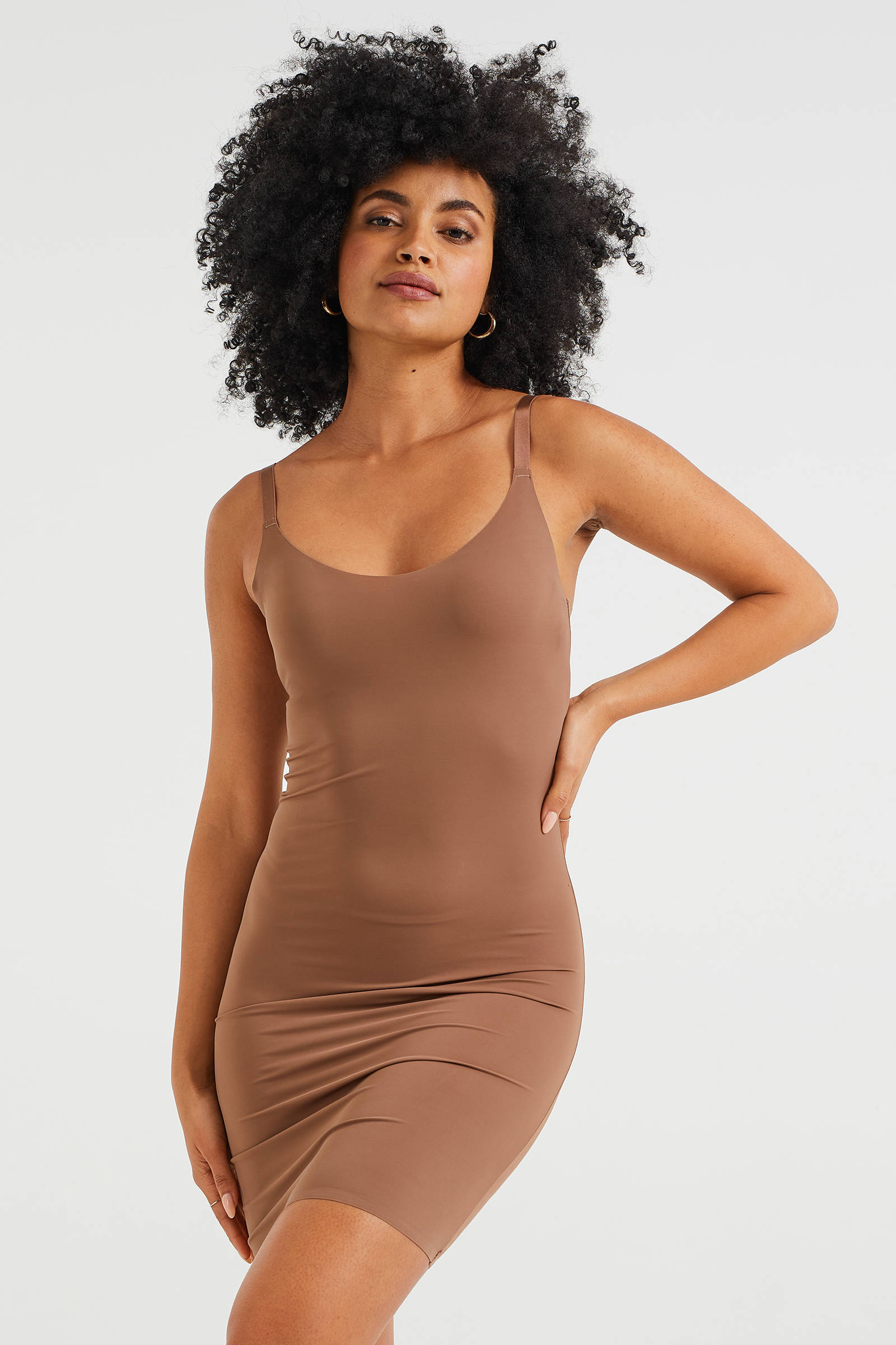 WE Fashion corrigerende jurk bruin