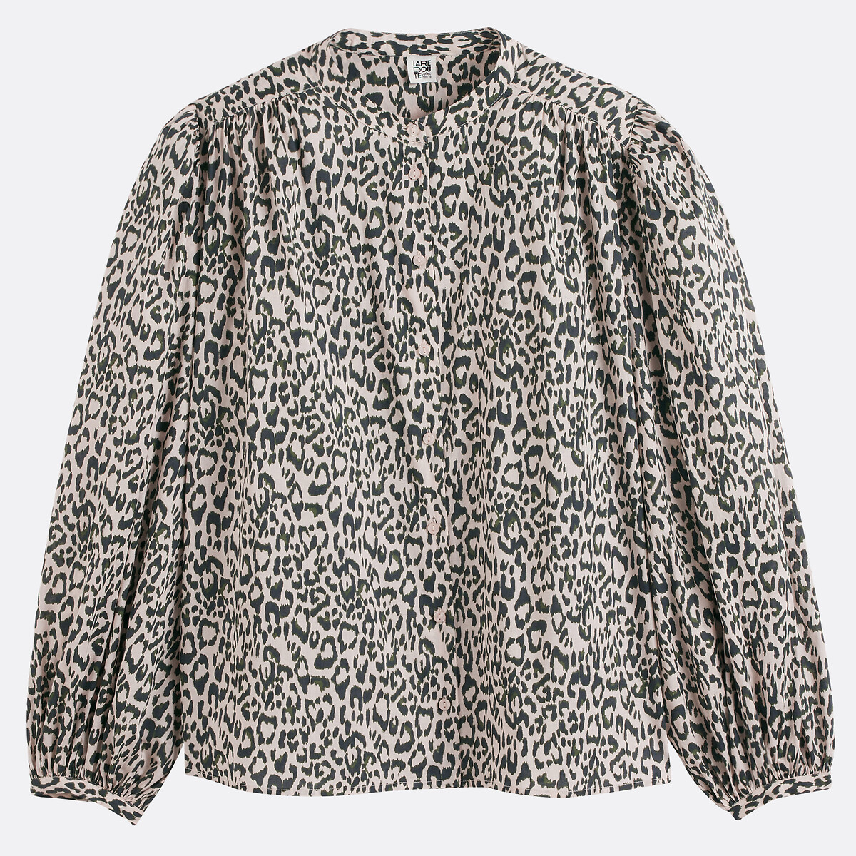 COLEÇÃO LA REDOUTE<br>Blusa oversized com estampa animal e gola mandarim