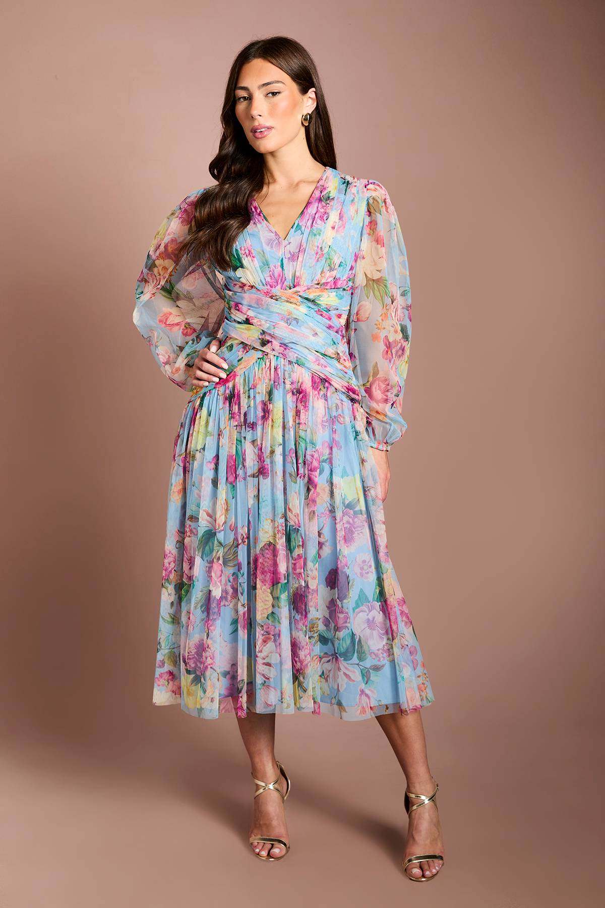 Coast Robe Midi En Tulle À Imprimé Fleuri