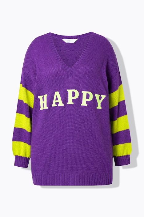 Pullover, oversized, HAPPY, Ringel-Ärmel