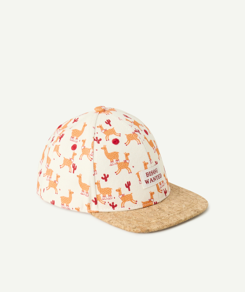 CASQUETTE BÉBÉ GARÇON EN COTON IMPRIMÉ LAMAS ET VISIÈRE EFFET LIÈGE
