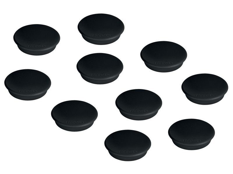 Franken Haftmagnet Ø 24 mm, 10 Stück, Schwarz Signalmagnete für die Anwendung auf Plantafeln und zur Anbringung von Notizen