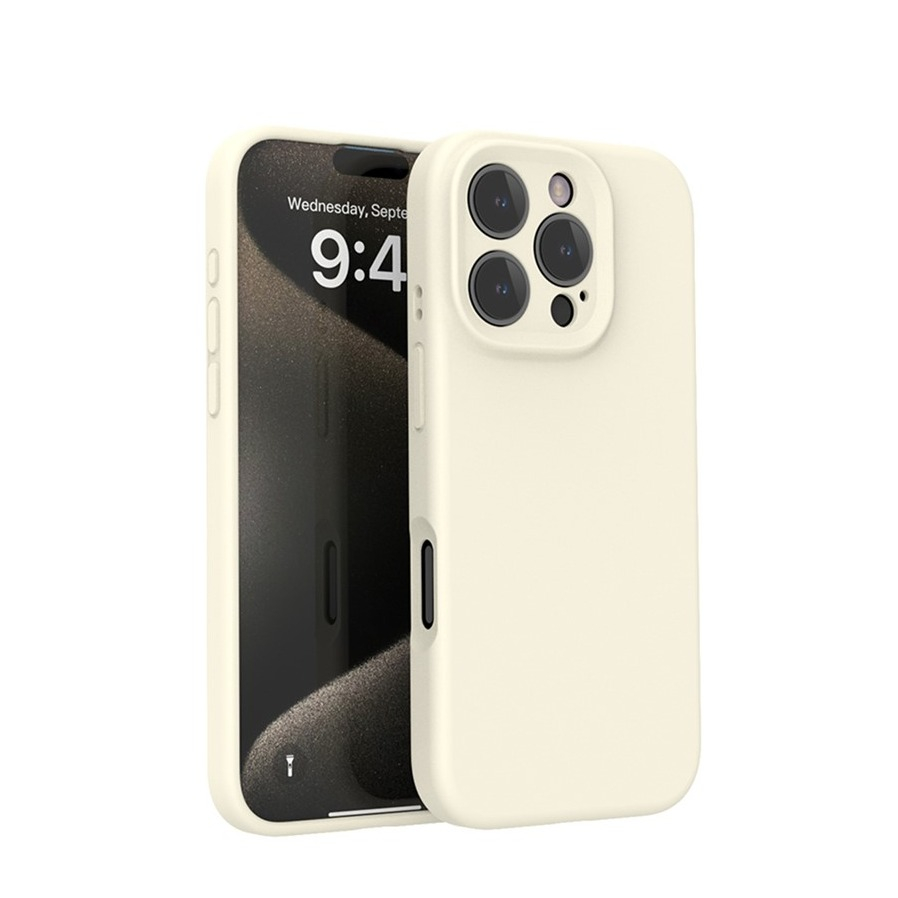 iPhone 16 Pro Max MagSafe Silikon Case Hülle mit Kameraschutz - Weiss